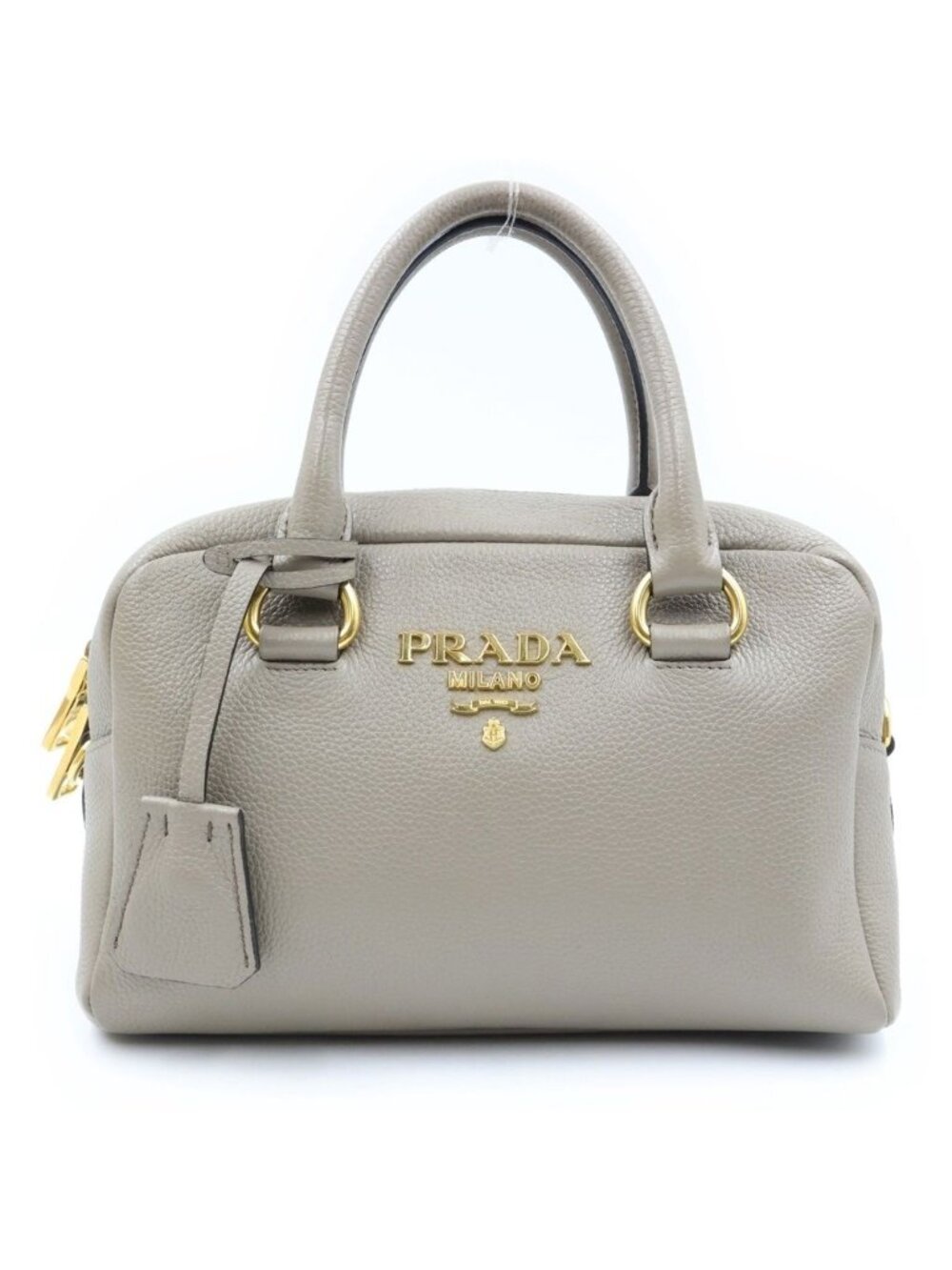 Prada Vitello Phoenix Leather 2-Way Bag Gold Gray